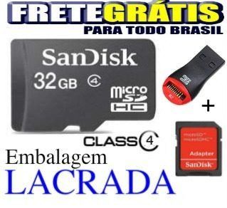 Cartão Memoria Micro Sd 32gb + Leitor Usb + Sd Frete Gratis